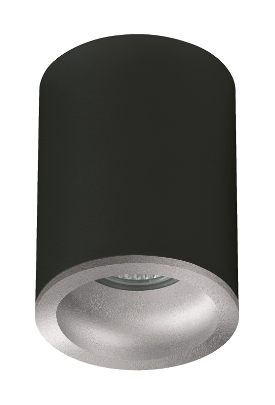 CILINDRO SUPERFICIE GU-10 NEGRO-PLATA IP-65-