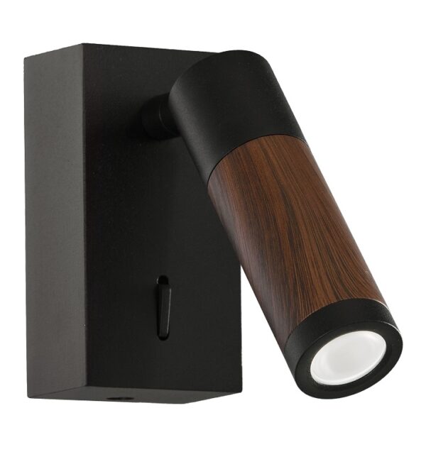 APLIQUE LECTOR 3W. G-9 NEGRO MADERA OSCURA-