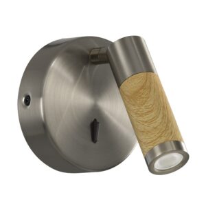 APLIQUE LECTOR 3W. G-9 NIQUEL SAT. MADERA CLARA-