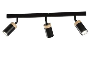 REGLETA FOCO 3 LUCES GU-10 TUBO MADERA-