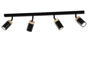 REGLETA FOCO 4 LUCES GU-10 TUBO MADERA-