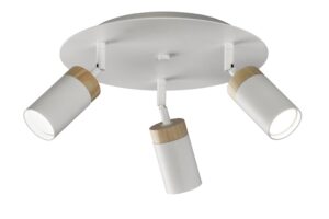PLAFON FOCOS 3 LUCES GU-10 TUBO MADERA-