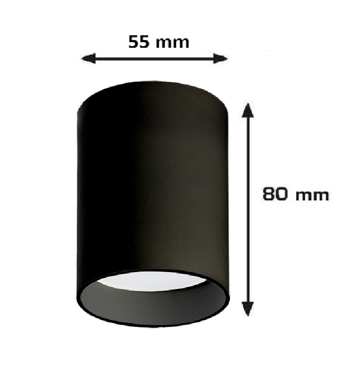 CILINDRO SUPERFICIE GU-10 NEGRO-