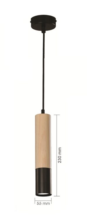 COLGANTE CILINDRO GU-10 MADERA NEGRO-
