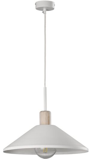 COLGANTE PLANCHA E-27 BLANCO MADERA-