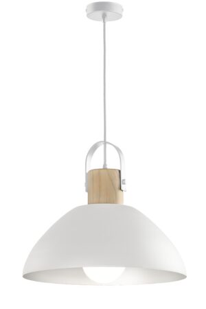 COLGANTE PLANCHA E-27 BLANCO MADERA-