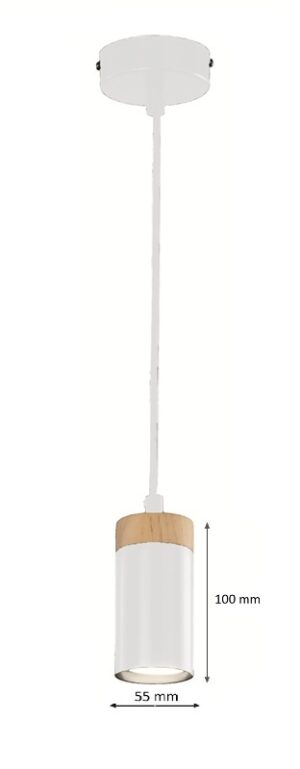 COLGANTE CILINDRO GU-10 BLANCO MADERA-