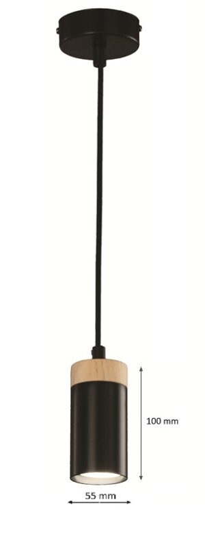 COLGANTE CILINDRO GU-10 NEGRO MADERA-