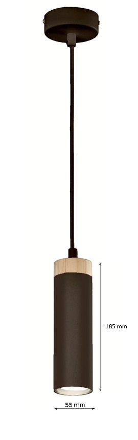 COLGANTE CILINDRO GU-10 NEGRO MADERA-