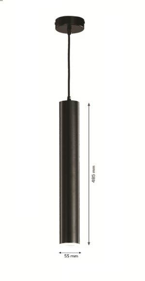 COLGANTE CILINDRO GU-10 DIFUSOR NEGRO-