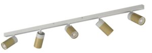 REGLETA FOCO 5 LUCES GU-10 BLANCO MADERA CLARA-