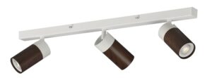 REGLETA FOCO 3 LUCES GU-10 BLANCO MADERA OSCURA-