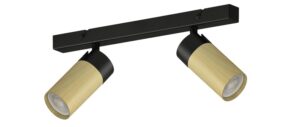 REGLETA FOCO 2 LUCES GU-10 NEGRO MADERA CLARA-