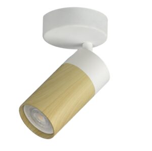 FOCO 1 LUZ GU-10 BLANCO MADERA CLARA-