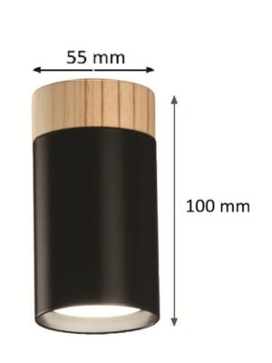 CILINDRO SUPERFICIE GU-10 NEGRO MADERA-