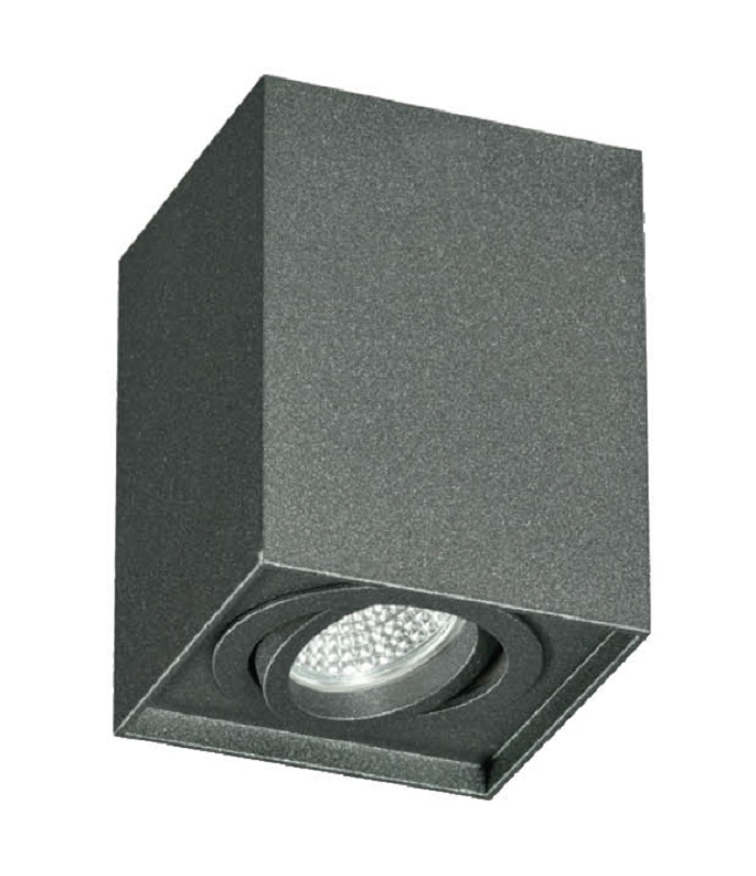 CUBO SUPERFICIE GU-10 GRIS METALIZADO-
