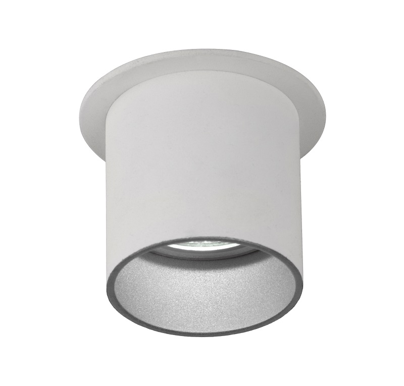 EMPOTRADO ALUMINIO GU-10 TUBO BLANCO PLATA-