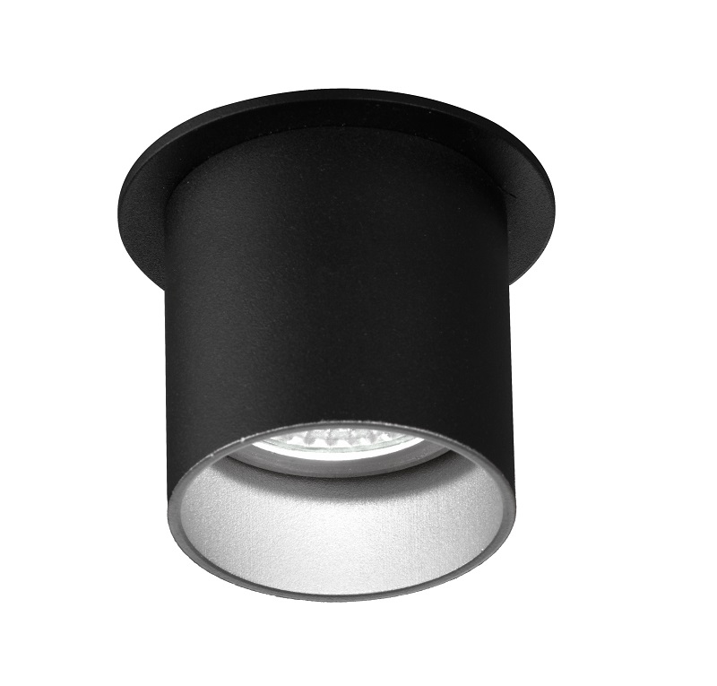 EMPOTRADO ALUMINIO GU-10 TUBO NEGRO PLATA-