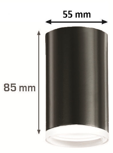 CILINDRO SUPERFICIE GU-10 NEGRO DIFUSOR 85mm-