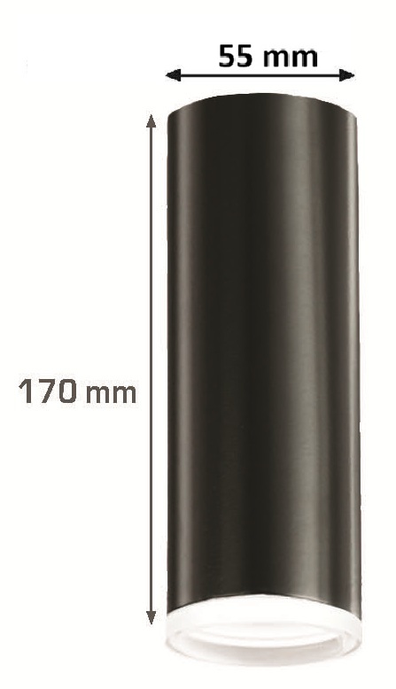 CILINDRO SUPERFICIE GU-10 NEGRO DIFUSOR 170mm-